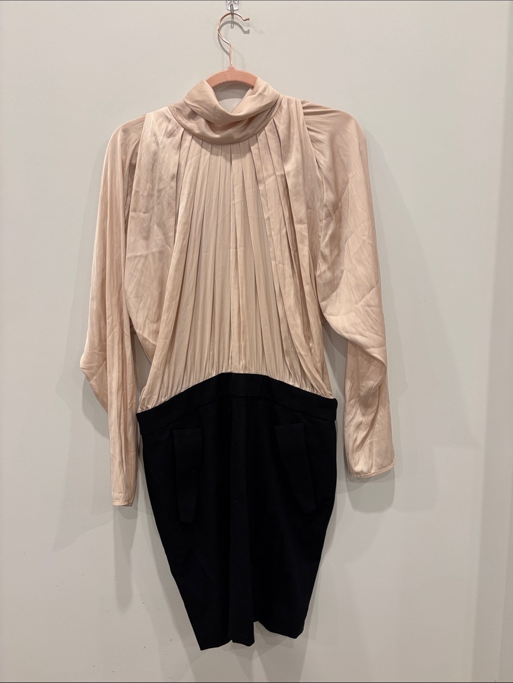 Smythe Blush Pleated Colorblock Dress | Quiet Luxury | Office Siren | Designer |